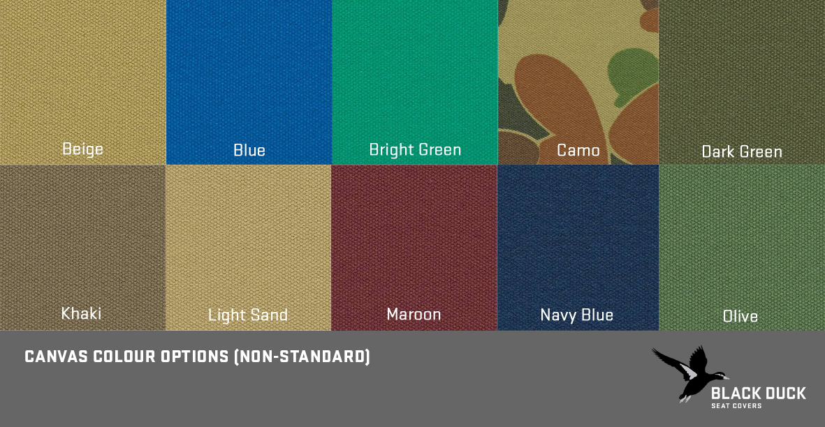 Black Duck canvas seat cover COLOUR options