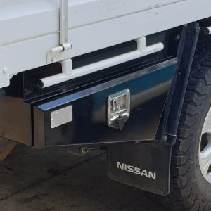 Undertray tapered steel tool box (Drivers side rear) coated black