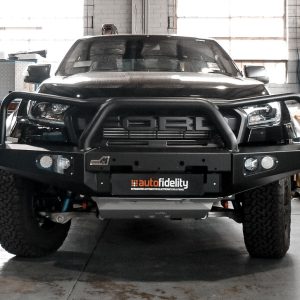 ECB Commander Triple Hoop Bullbar with Bumper Lights - Ford Ranger Raptor - Textura Black Finish
